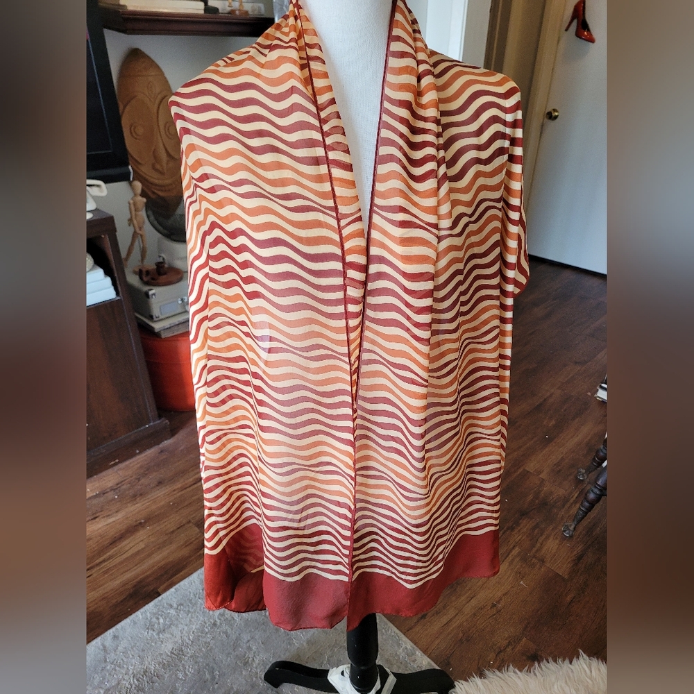 Sonia Rykiel Red and Cream Wavy Scarf